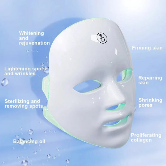 LED 7 Colors Facial Mask Photodynamic Therapy Skin Mouisture Rejuvenation Anti Acne Wrinkle Removal Shrink Pores Salon Home Use